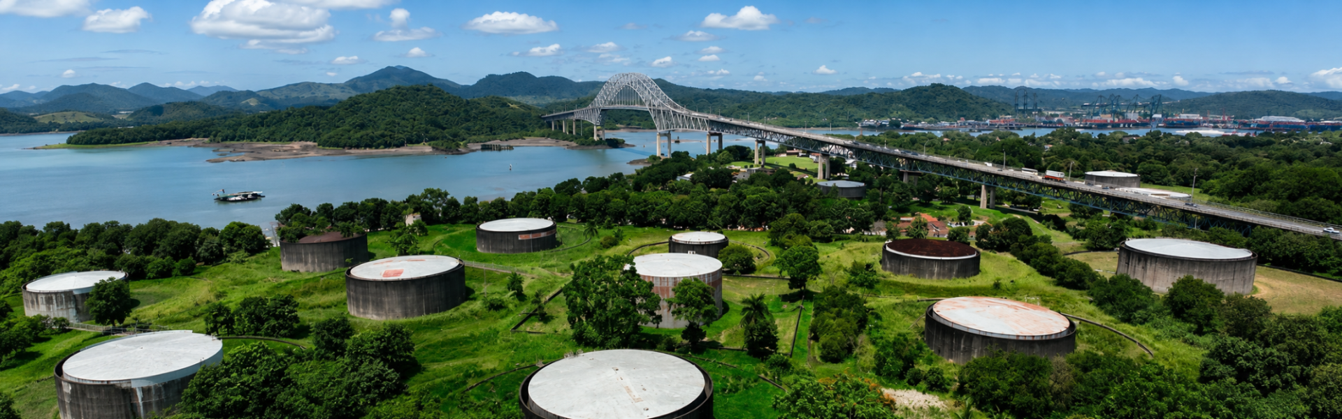 Panama Canal marine slop oil recycling and waste oil recovery facility near the Bridge of the Americas